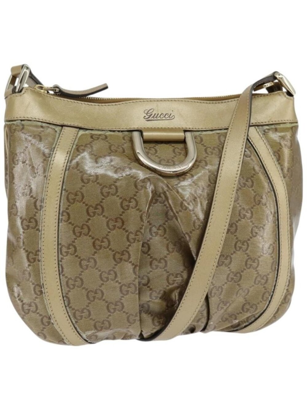 Authentic GUCCI GG Crystal Shoulder Bag Gold 203257